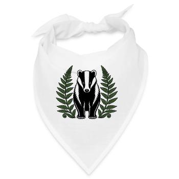 Dachs Farne Wald Tiere Heimisch Natur Vektor Shirt - Bandana - Weiß - Vorne