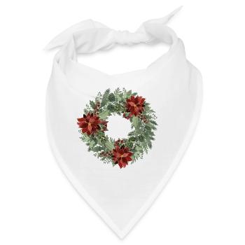 Winterkranz mit roten Poinsettien - Bandana - Weiß - Vorne