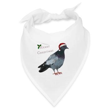 Merry Christmas Taube - Mit Weihnachtsmütze - Bandana - Weiß - Vorne