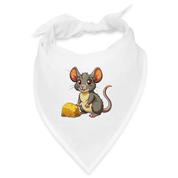 Baby Maus mit Käse - Bandana - Weiß - Vorne