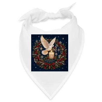 Für immer erinnerte Weihnachtstaube und Kerze - Bandana - Weiß - Vorne