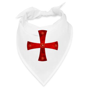 Templer Ritter Kreuz mit Edelsteinen - Bandana - Weiß - Vorne