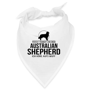 AUSTRALIAN SHEPHERD ich höre aufs wuff Wilsigns - Bandana - Weiß - Vorne