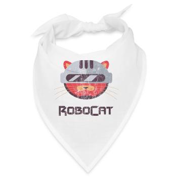 ROBOCAT - Katzen Kater Roboter Comicfigur Geschenk - Bandana - Weiß - Vorne