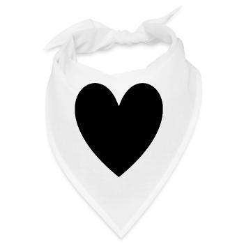 Herz schwarz - Bandana - Weiß - Vorne