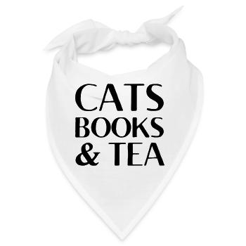 katzen buecher und tee Katzen Geschenk - Bandana - Weiß - Vorne