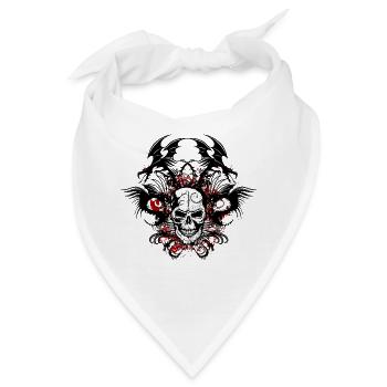 Kopf des Schädel-chinesischen Fans des Todesdrache Stammes- Schädels - Bandana - Weiß - Vorne