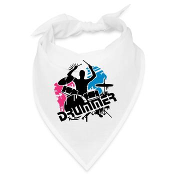 Ein Schlagzeuger und sein Schlagzeug - Bandana - Weiß - Vorne