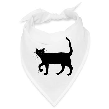 Schwarze Katze - Bandana - Weiß - Vorne