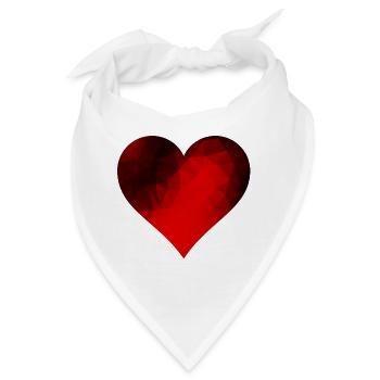 Rotes Mosaik Herz - Bandana - Weiß - Vorne