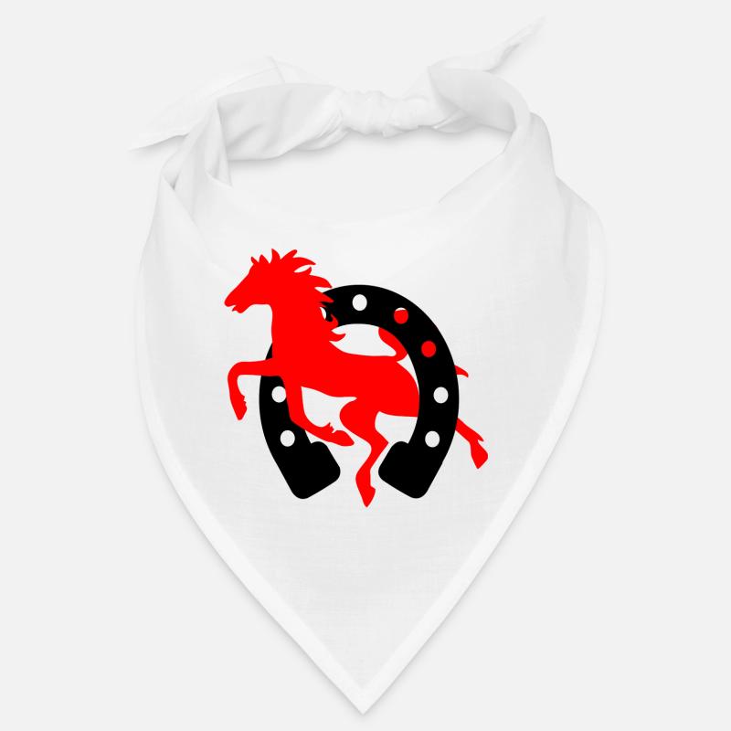 Fer à cheval rouge avec logo de cheval noir école d’équitation Bandana