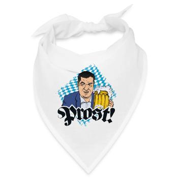 Söder mit Bierkrug und Bayerischer Fahne Prost - Bandana - Weiß - Vorne