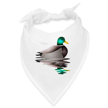 handgezeichnete männliche Ente im Wasser - Bandana - Weiß - Vorne