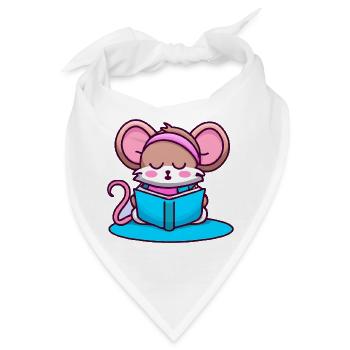 Leseratte Bücherwurm Maus - Bandana - Weiß - Vorne