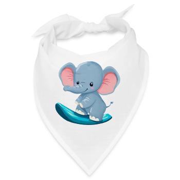 Surfer Elefant, Abenteuerliches Tierdesign - Bandana - Weiß - Vorne