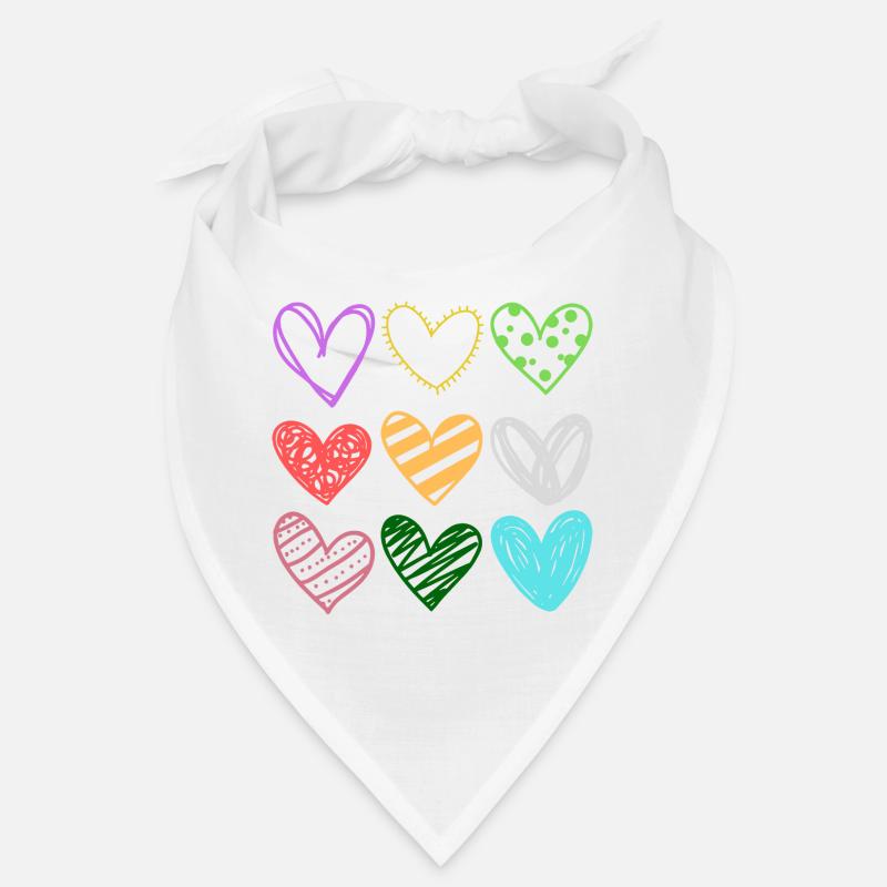 Colorful Doodle Hearts Pattern Bandana