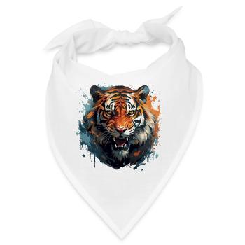 Bengalischer Tiger – Königstiger Gesicht Zoo - Bandana - Weiß - Vorne