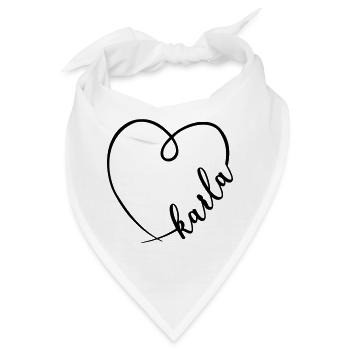 Karla Name Kalligrafie Herz - Bandana - Weiß - Vorne