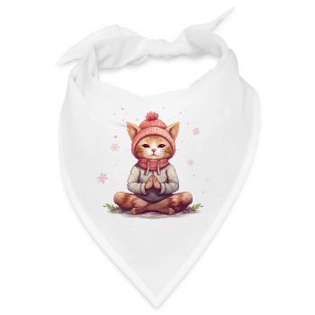 Yoga Shirt / Katze Lotussitz Illustration - Bandana - Weiß - Vorne