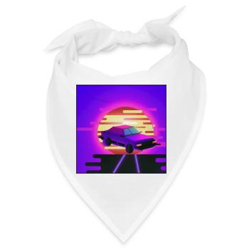 Retrowave/Vaperwave Auto. - Bandana - Weiß - Vorne