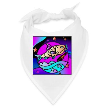 Betrunkener Vaperwave-/Retrowave-Fisch. - Bandana - Weiß - Vorne