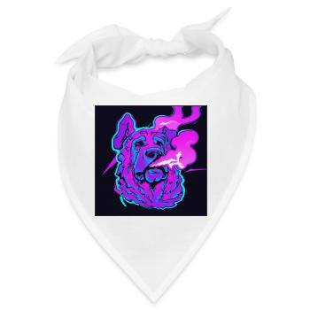 Trippiger rauchender Hund. - Bandana - Weiß - Vorne