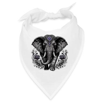 Elefant mit Kopfschmuck - Bandana - Weiß - Vorne