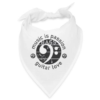 Gitarre Bass Bassschlüssel used look Gitarrist - Bandana - Weiß - Vorne