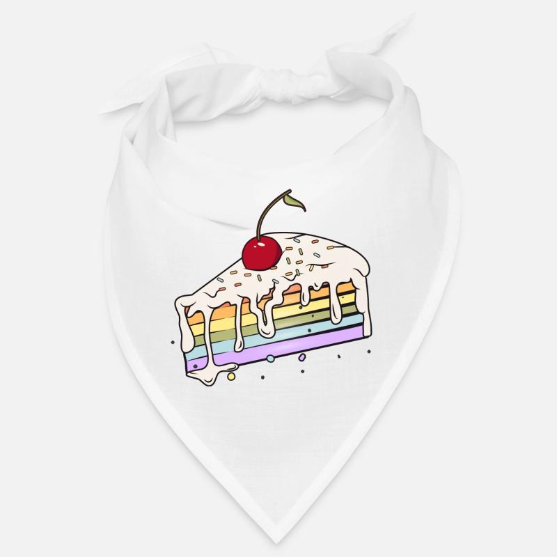 Stück Regenbogen Kuchen mit Kirsche im Comic Stil Bandana