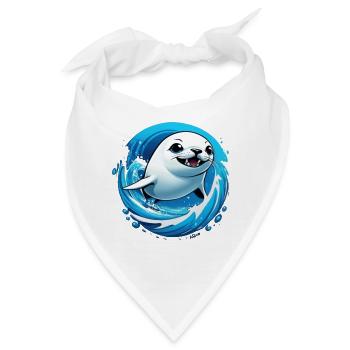 Robbe Robben Meer - Bandana - Weiß - Vorne