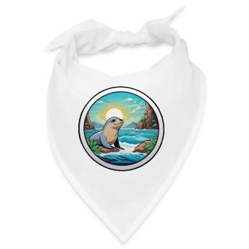 Kleine Robbe an der Küste - Bandana - Weiß - Vorne