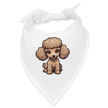 Süßer Pudel in Beige - Bandana - Weiß - Vorne