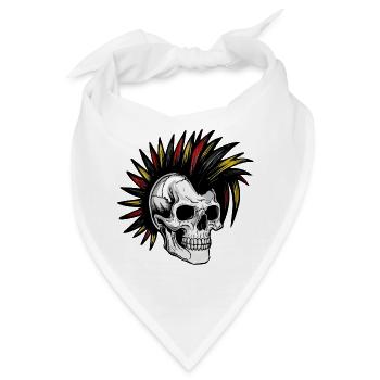 Irokese Deutschland Punker Fussballfan Skull - Bandana - Weiß - Vorne