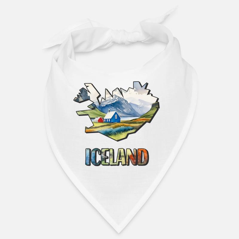 Watercolor Map Iceland Bandana