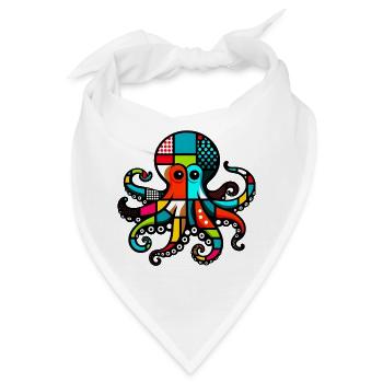 Krake - Bandana - Weiß - Vorne