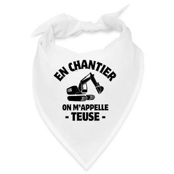 Bauleiter, Bagger, Baumaschine - Bandana - Weiß - Vorne