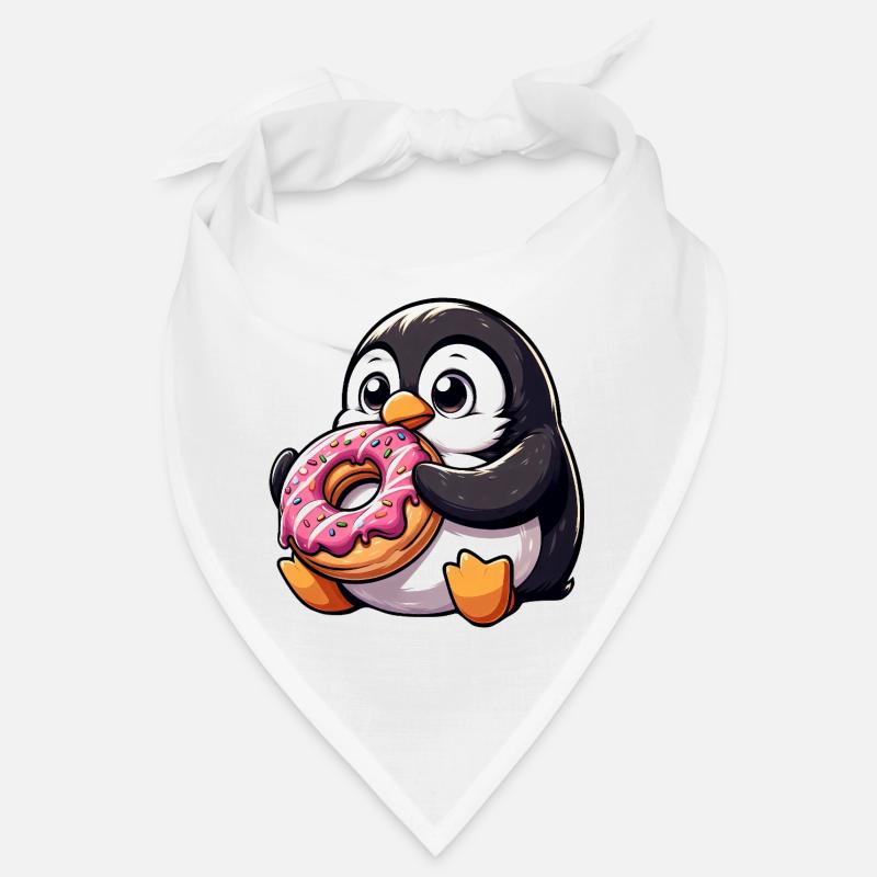 Cute penguin nibbles on donut comic Bandana