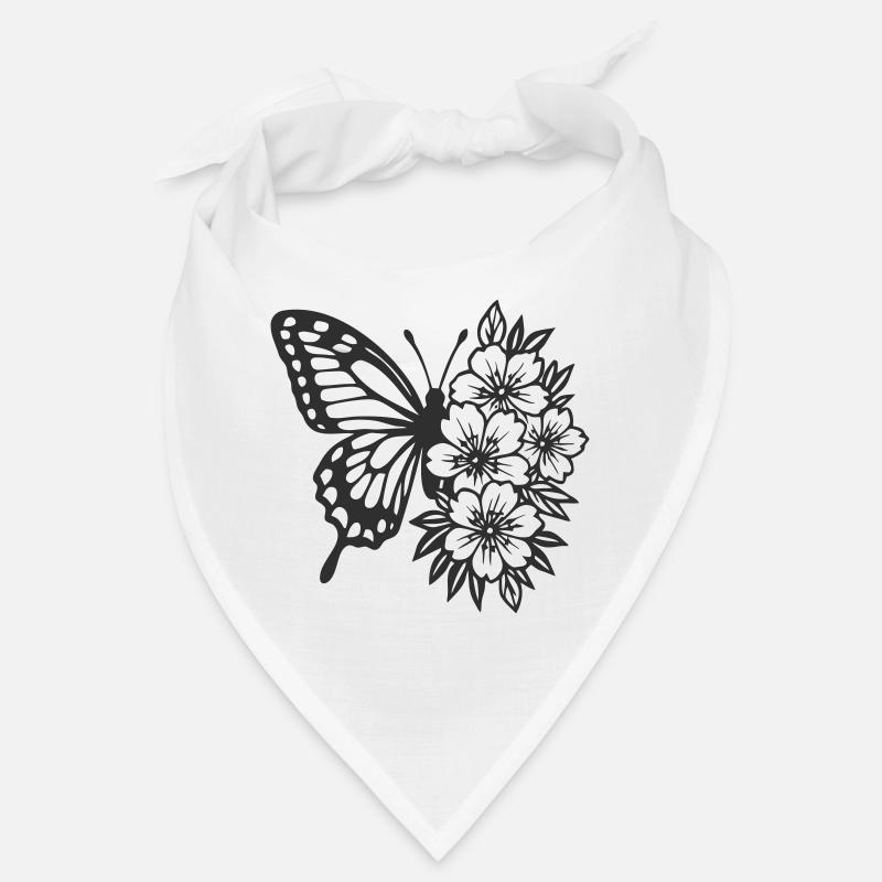 Composition élégante de papillon et de fleurs Bandana