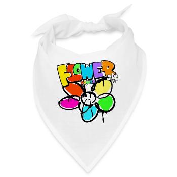 Flower Power Blumenkind Weltfrieden Graffit - Bandana - Weiß - Vorne