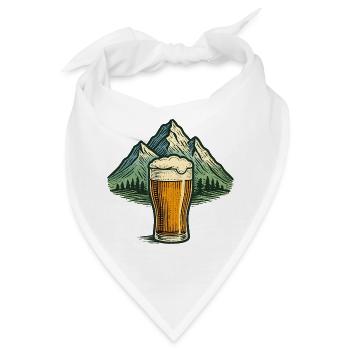 Bierglas mit Bergsilhouette - Bandana - Weiß - Vorne