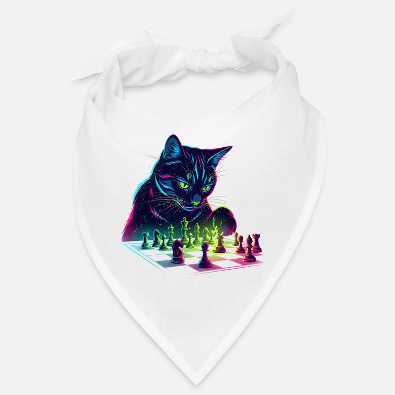 Neon Black Cat Chess Design Bandana