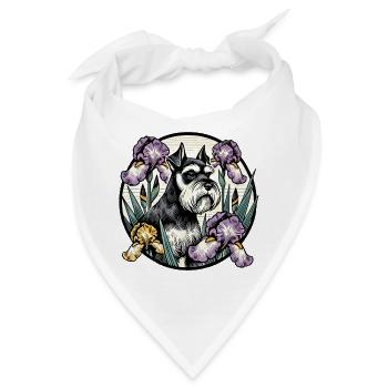 Gelehrter Schnauzer Blumenportrait - Bandana - Weiß - Vorne