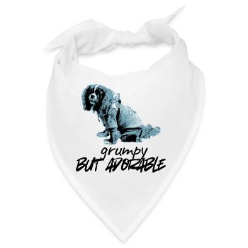 Blaues Hundeporträt im Stencil-Stil - Bandana - Weiß - Vorne