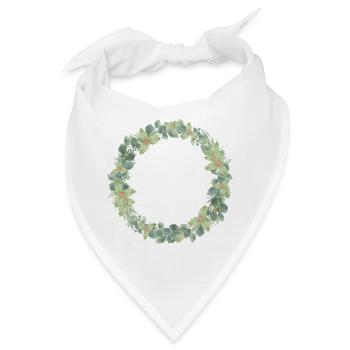 Zarter Weihnachtskranz mit Wintergrün und Beeren - Bandana - Weiß - Vorne