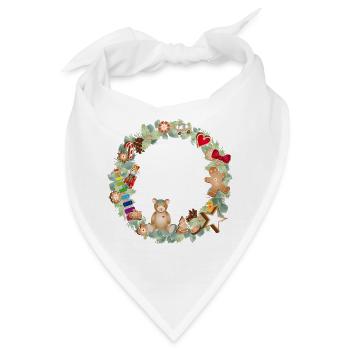 Bunter Weihnachtskranz mit Spielzeug und Lebkuchen - Bandana - Weiß - Vorne