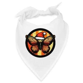 Winterzauber Schmetterling mit Weihnachtsmütze - Bandana - Weiß - Vorne