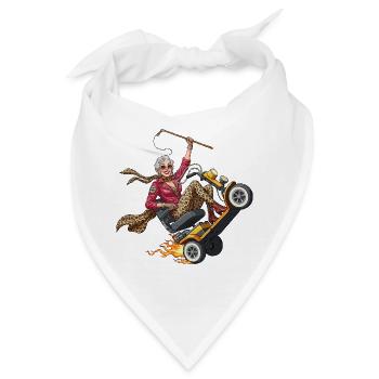 Granny auf Rennfahrer mit Flammen - Bandana - Weiß - Vorne
