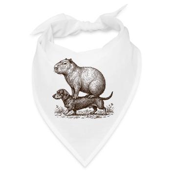 Lustiger Capybara-reitender Dackelhund - Bandana - Weiß - Vorne