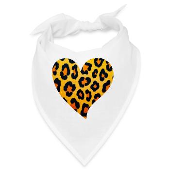 Leopard Herz Muster - Bandana - Weiß - Vorne