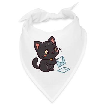 Kawaii Schwarze Katze und Umschläge - Bandana - Weiß - Vorne